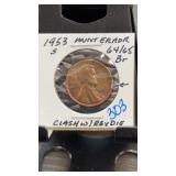 1953-S Lincoln Wheat Cent Mint Error