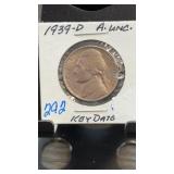 1939-D Jefferson Nickel AU
