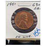 1951 Lincoln Wheat Cent CH. UNC