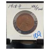 1918-D Lincoln Wheat Cent VG/Fine