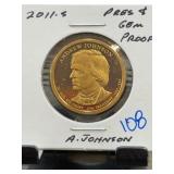 2011-S Andrew Johnson Presidential $1 Proof