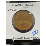 1912 Simplex Speedster Advertising Token