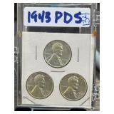 1943 Lincoln Wheat Cent Steel Penny Set PDS