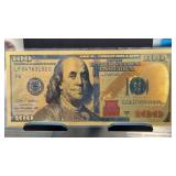 Gold Foil $100 Benjamin Franklin Note Replica
