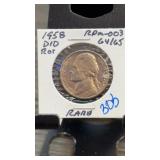 1958 Jefferson Nickel RPM-003 D/D Error