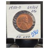 1950-D Lincoln Wheat Cent MS63/64 RB