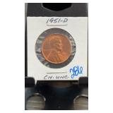 1951-D Lincoln Wheat Cent, CH. UNC.