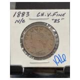 1883 Liberty Head V Nickel No Cents