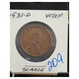 1931-D Lincoln Wheat Cent VF/EF
