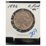 1936 Buffalo Nickel, Extremely Fine