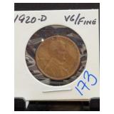 1920-D Lincoln Wheat Cent VG/Fine