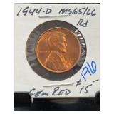 1944-D Lincoln Wheat Cent MS65/66 Red