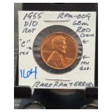 1955-D/D Lincoln Cent RPM-009 Gem Red