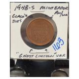 1948-S Lincoln Cent Mint Error