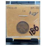 1921-S Lincoln Wheat Cent EF-40