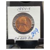 1954-S Lincoln Wheat Cent CH RED BU