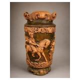 Relief Molded Ceramic Vase, 15 Inch