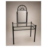 Glass and Metal Vanity Table with Mirror