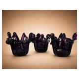 White Cristal Amethyst Glass Bowls, Murano Italy