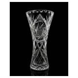 Cut Crystal Glass Vase with Geometric Pattern