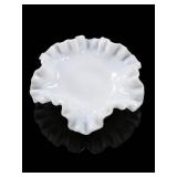 Fenton Milk Glass Hobnail Crimped Bonbon Dish