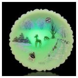 1979 Fenton Hand-Painted Custard Glass Plate