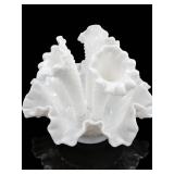 Vintage Fenton White Milk Glass Hobnail Epergne
