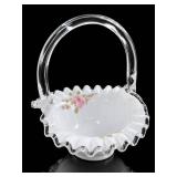 Fenton Silver Crest Milk Glass Basket