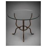 Round Glass Top Table with Iron Base