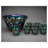Indiana Iridescent Carnival Glass Punch Set
