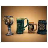 Pottery Goblets and Beer Steins Lot