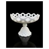 Imperial Glass Laced Edge Milk Glass Compote
