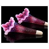 Pair Fenton Plum Opalescent Hobnail Epergne