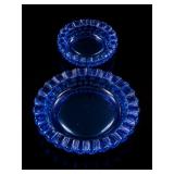Fenton Blue Glass Colonial Hobnail Ashtrays