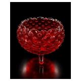 L.E. Smith Hobnail Red Glass Rose Bowl
