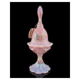 Fenton Art Glass Pink Iridescent Bell w Base