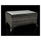 Silver Tone Filigree Jewelry Casket with Glass Lid