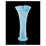 Northwood Blue Opalescent Feathers Swung Vase