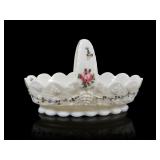 Westmoreland Paneled Grape Milk Glass Basket