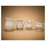 Four Assorted White Creamers
