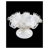 Fenton Silver Crest White Milk Glass Compote