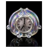 Fenton Misty Blue Iridescent Scroll Clock