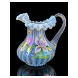 Fenton Limited Edition Irises on Misty Blue Vase