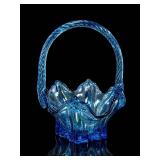 Fenton Vulcan Twilight Cobalt Blue Glass Basket