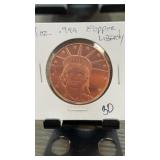 1 oz .999 Fine Copper Liberty Round