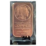 1 AVDP Oz .999 Fine Copper Bar