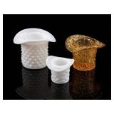 3 Glass Top Hat Novelties by Fenton &ï¿½L.E. Smith