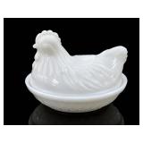 Fenton White Milk Glass Hen on Nest Dish