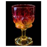 Kanawha Glass Amberina Bullseye and Daisy Goblet