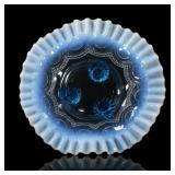 Northwood Blue Opalescent Beaded Cable Bowl